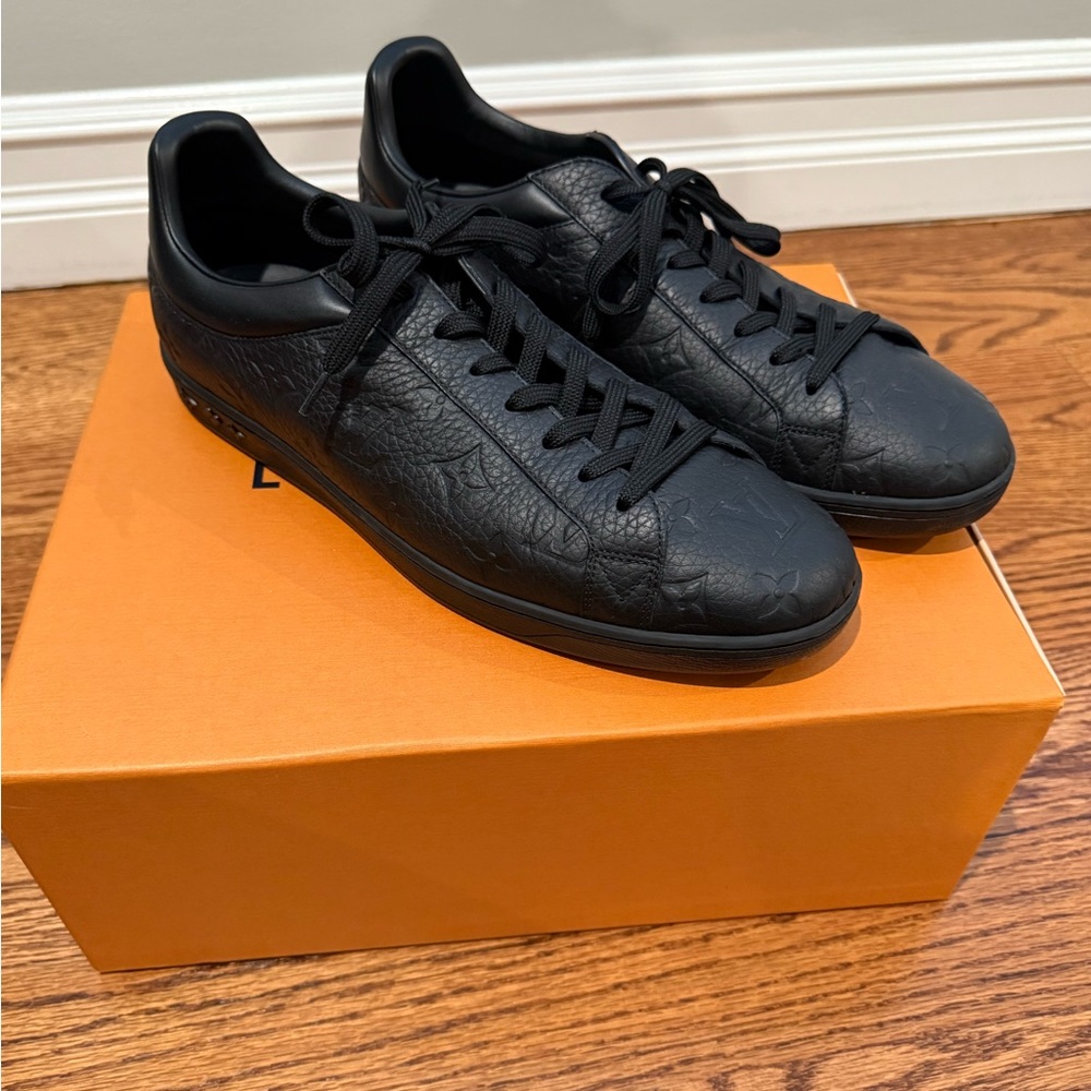 Louis Vuitton Luxembourg Black Leather Monogram Sneakers